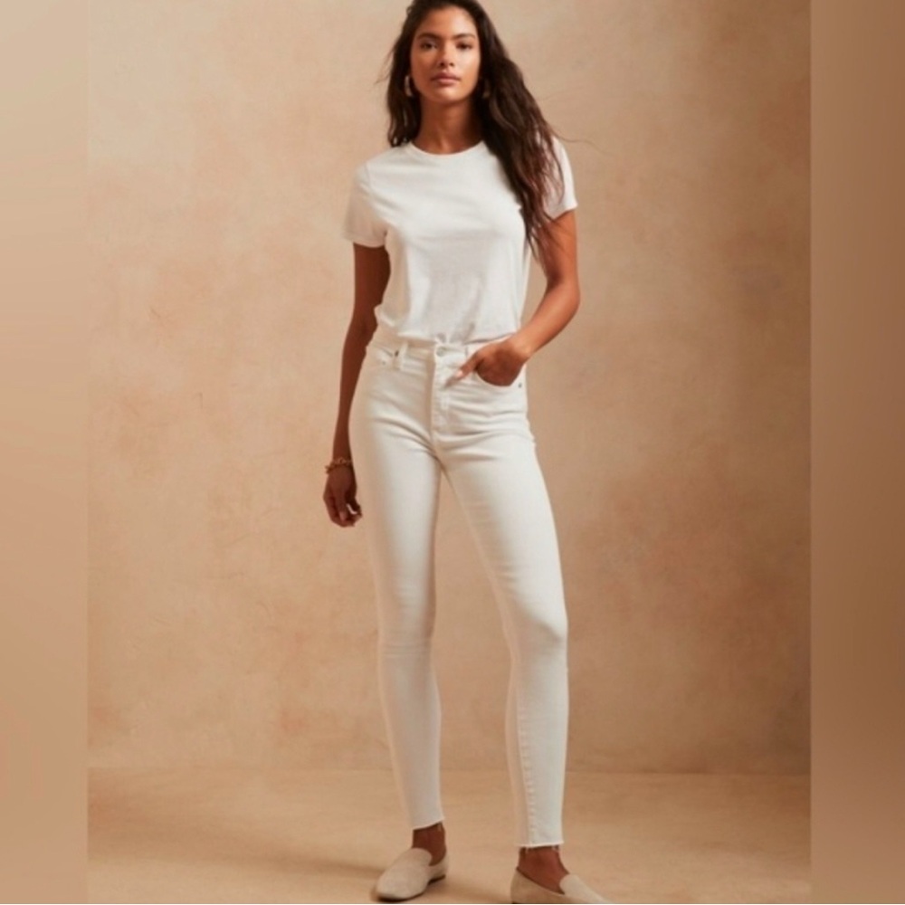 Banana republic high rise skinny white jeans
